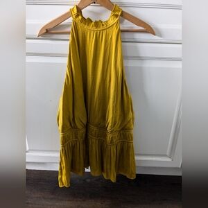 Gorgeous Nine West Mustard Bohemian Yellow Halter Top Size XL Ruffle Neckline